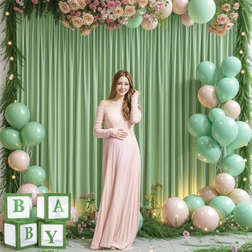40x10ft Sage Green Backdrop Curtain for Wedding Parties Wrinkle Free Fabric Sage Green Drapes Backdrop Decoration for Baby Shower Birthday Photography Decoration 8 Panels, 5ft x 10ft - Image 3