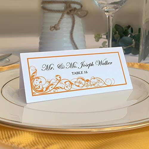 Scribble Vintage Swirl Place Cards, Orange, Set of 150, Pre-cut and Scored by DocumentsandDesigns