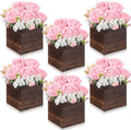 Suncalla 6 Sets Artificial Peonies Flower Centerpieces Wood Box, Light Pink by Unknown