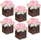 Suncalla 6 Sets Artificial Peonies Flower Centerpieces Wood Box, Light Pink by Unknown