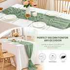 20 Pack Sage Green Cheesecloth Table Runner, 17x108 Inch Semi Sheer Boho Gauze Cheese Cloth Fabric Table Runners for Wedding Party Baby Shower Birthday Garden Farmhouse Table Decor - Image 5