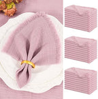 Showgeous 30 Pack Dusty Rose Cloth Napkins with Fringe, 16x16 inch by Showgeous