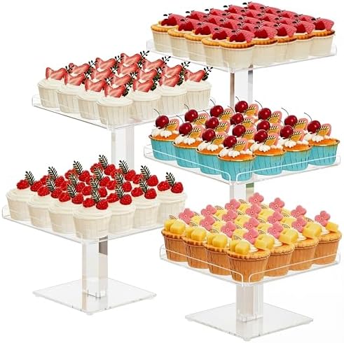 5 Tiered Dessert Table Display Set Buffet Riser Clear Acrylic Dessert by Ripeng