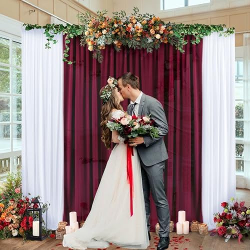10 x 10 Feet Burgundy Backdrop Curtain for Partie, Background Curtains for Photoshoot, Birthday, Wedding, Halloween, Thanksgiving, Christmas Day, New Year Party Decorations 5Ft x 10Ft, 2 Panels - Image 6