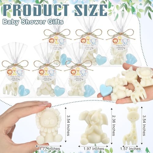 40 Sets Safari Animal Baby Shower Soaps Favors for Guests Jungle Greeting Card Bath Gift for Birthday Party (animal,Blue) - Image 2