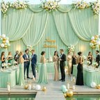 8 Panels Sage Green Backdrop Curtain for Parties Wrinkle Free Dark Green Photo Curtains Backdrop Drapes Fabric Decoration for Weding Baby Shower Birthday Party Photography 40ft(W) x 10ft(H) - Image 2