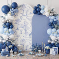 Moukeren Blue Toile De Jouy Arch Backdrop Cover 6ft and 7.2ft by Moukeren