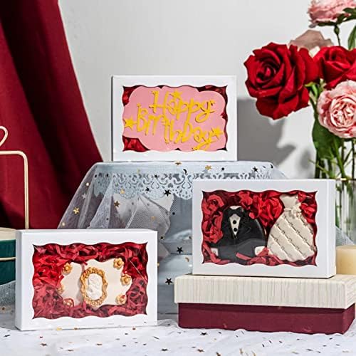 RomanticBaking 100 Pack White 7 x 4 3/8 x 1 1/2inches Cookies Boxes with Window Christmas Bakery Packaging for Macaron Treat Boxes Chocolate Truffle - Image 3