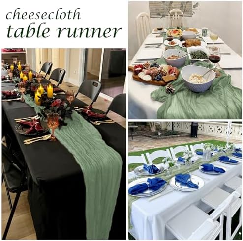 25 Pack Sage Green Cheesecloth Table Runner 17 x 108 Inch Gauze Table Runner Fabric Semi Sheer Cheese Cloth Table Runner Bulk for Rustic Romantic Wedding Baby Shower Table Decoration - Image 7
