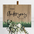 Andaz Press Large Wooden Welcome Sign for Wedding, Rustic Welcome Sign 16" x 20" Custom Last Name Forest Woodland Wedding Signage English Oak MDF Wood Finish Wedding Reception Indoor Outdoor Signs - Image 3