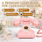 Audio Guest Book Wedding Phone, Vintage Voice Message Recorder Telephone with Premium Gift Box for Special Events,Bridal Shower,Birthday Party,Baby Shower,Anniversary (Pink) - Image 3
