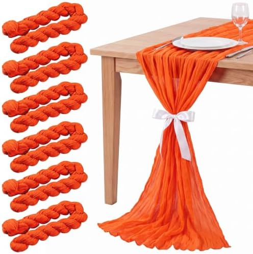 6 Pcs Orange Sunset Party Decorations Cheesecloth Table Runner by Windkream