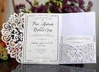 50PCS 3D Lace Flower Laser Cut Wedding Invitation Cards with Envelope Blank Inner Sheet Hollow Out Flower Shape Invitations for Wedding Quinceanera Birthday Shower Engagement Party 02 - Image 4