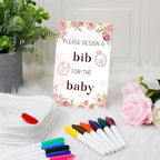 Panitay 43 Pcs Baby Shower Games Design a Bib, 12 Markers, Flower - Image 3