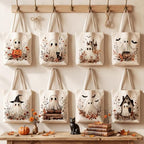 Shinylin 8 Pcs Halloween Boho Wildflower Ghost Tote Bags Trick or Treat - Image 3