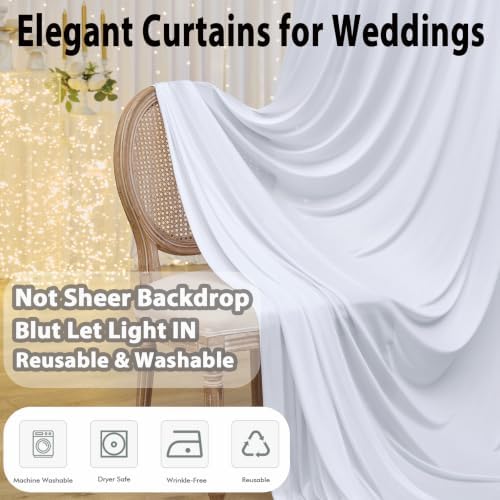 50×10 White Backdrop Curtain for Wedding Party Decoration Wrinkle Free - Image 5
