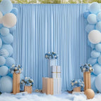 50x10ft Baby Blue Backdrop Curtain for Wedding Parties Wrinkle Free Fabric Light Blue Drapes Backdrop Decoration for Baby Shower Birthday Photography Decoration 10 Panels, 5ft x 10ft - Image 6