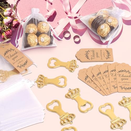 30Set Crown Bottle Openers Wedding Favors for Guests with Organza Bags Thank You Tags and Burlap Twine, Baby Shower and Birthday Decorations Bridal Souvenirs Return Gifts - Image 5