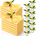 Preboun 24 Pcs Yellow Cloth Napkins with Lemon Napkin Rings by Preboun