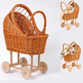 Wicker Baby Carriage Basket, Vintage Rattan Stroller Flower Basket for Baby Shower Centerpiece, Woven Carriage Decor for Wedding, Nursery Display and Photography Prop (Extra Large) by Unknown
