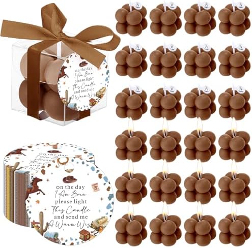 MTLEE 24 Sets Dark Brown Baby Shower Party Favors Small Bubble Candle by MTLEE