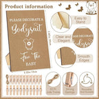 Panitay 126 Pcs Baby Shower DIY Bodysuit Set Bib 25 Blank White Newborn Bodysuit 25 Stencils 24 Marker 1 Sign 50 Pins(Kraft) - Image 5