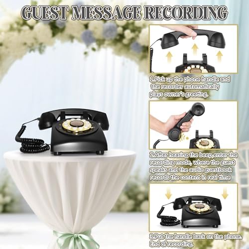 Audio Guest Book Wedding Phone, Retro Audio Phone Guestbook with Clear Voice Recording for Wedding Reception, Bridal Shower, Birthday, Baby Shower, Anniversary, Engagement - Image 5