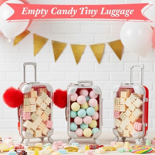 LemonRoad 60 Pcs Mini Empty Suitcase Box with Plush Keychain, Red - Image 6