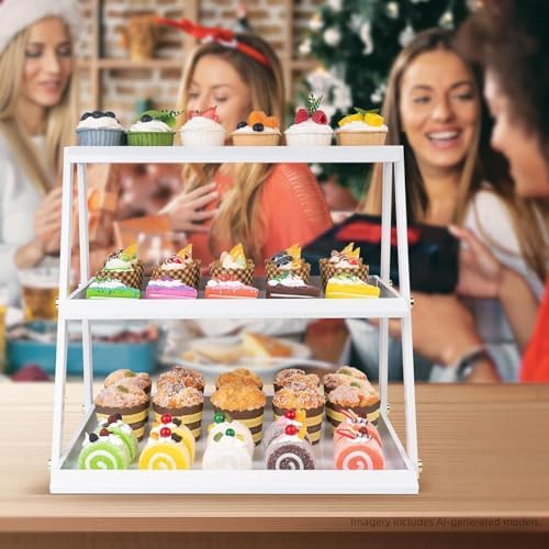 3-Tier white Metal Cupcake Stand, Multi Layer Dessert Display Serving Tray - Image 6