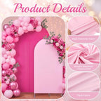 2 Set Wedding Arch Cover Rose Red Pink Ripple & Solid Backdrop Cover - Image 3