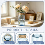 Glass Flower Vase,12 PCS Farmhouse Mason Jar for Centerpiece - Image 3