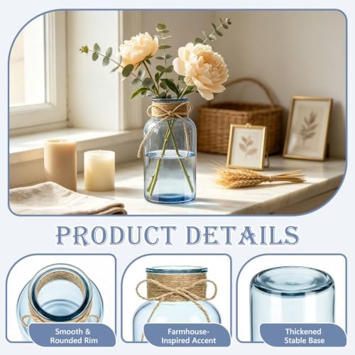 Glass Flower Vase,12 PCS Farmhouse Mason Jar for Centerpiece - Image 3