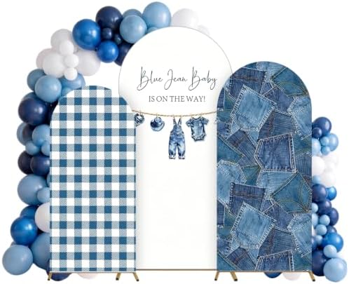 3 Pcs (6/5/4ft) Blue Jean Baby Shower Decorations Blue Jean is on the Way Decor Backdrops for Themed Baby Shower Party Gender Reveal Birthday Party Photo by Unknown