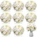 Tigeen 24 Bundles Artificial Flowers Bouquet Silk Peonies, White by Tigeen