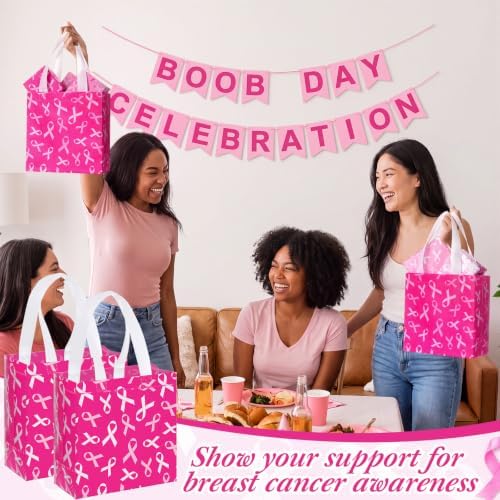 Lingvee 50 Pack Breast Cancer Awareness Gift Bags Bulk for Party - Image 4
