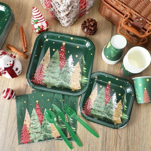 350 Pcs Christmas Paper Plates and Napkins Set Disposable Serve 50 - Image 2