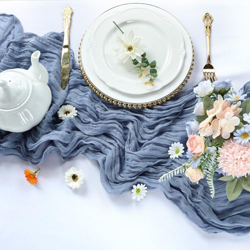 12 Pack Dusty Blue Cheesecloth Table Runner 10Ft 23 x 120 Inch - Image 3