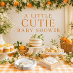 40 Guests A Little Cutie Baby Shower Plates and Napkins Set, Orange Citrus - Image 5