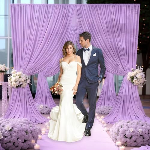 10 x 10 Feet Light Purple Backdrop Curtain for Partie, Background Curtains for Photoshoot, Birthday, Wedding, Halloween, Thanksgiving, Christmas Day, New Year Party Decorations 5Ft x 10Ft, 2 Panels - Image 6