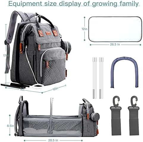 ISMGN Diaper Bag Backpack with Changing Station, Baby Bag for Mom, DeepGrey - Image 5