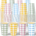 Funnymoom 120 Pcs 12 oz Gingham Paper Cups Gingham Disposable Cups 4 Colors by Funnymoom