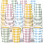 Funnymoom 120 Pcs 12 oz Gingham Paper Cups Gingham Disposable Cups 4 Colors by Funnymoom
