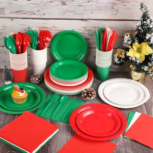 Kochorie 350 Pcs Christmas Plates and Napkins Set Disposable Party Supplies - Image 5
