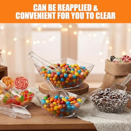 Vesici 72 Pcs 8 oz Clear Plastic Candy Bowls Set 36 Pcs Candy Containers - Image 6