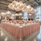 21ft Length Dusty Rose Satin Table Skirt for Rectangle Tables, Wrinkle Resistant Pleated Ruffle Table Cloth Glitter Desk Skirting for Weddings Banquet Birthday Party Bridal Shower Decorations - Image 3