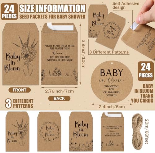 Reallnaive 24 Sets Baby Shower Party Favors Seed Packets Baby in Bloom - Image 4