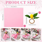 Preboun 24 Pcs Pink Cloth Napkins with Lemon Yellow Rings - Image 2