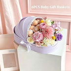 6PCS Baby Shower Box, Crib Basket Cardboard Box, Cradle-shaped Flower Basket Gift Boxs, Baby Carriage Centerpiece Floral Baskets for Celebration Birthday Decor (Purple, 14.17*8.27*3.15 in) - Image 2