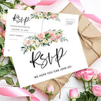 Andaz Press 56-Pack Personalized RSVP Postcards for Wedding Peach Floral Garden Cardstock Response Reply Cards for Bridal Shower Baby Shower Birthday Event Custom Date and Return Address 4 x 6-Inch - Image 3