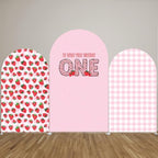 Pink Strawberry Stretchy Arch Cover Backdrop Photo Booth Background Birthday Baby Shower Baptism Party Decoration Curved Top Frame Spandex (GX-2667,7.2x4ft) - Image 5